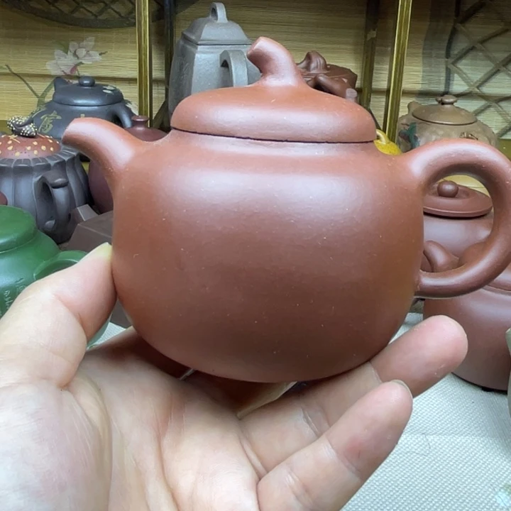 紫砂茶壶紫砂壶底槽清茄瓜220cc微微瑕