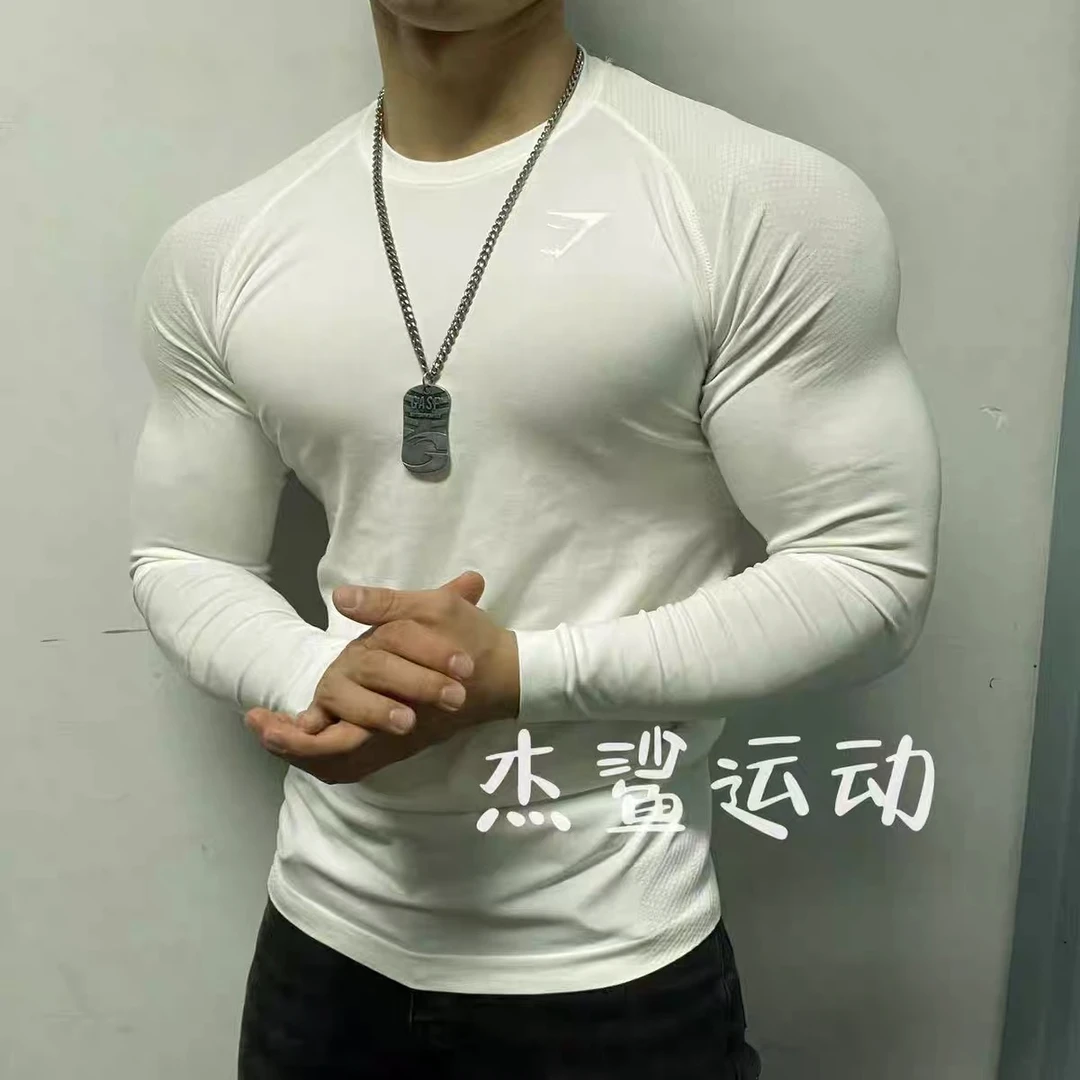 GYM肌肉鲨鱼男vital运动健身科技无缝透气速干弹性修身小标T恤