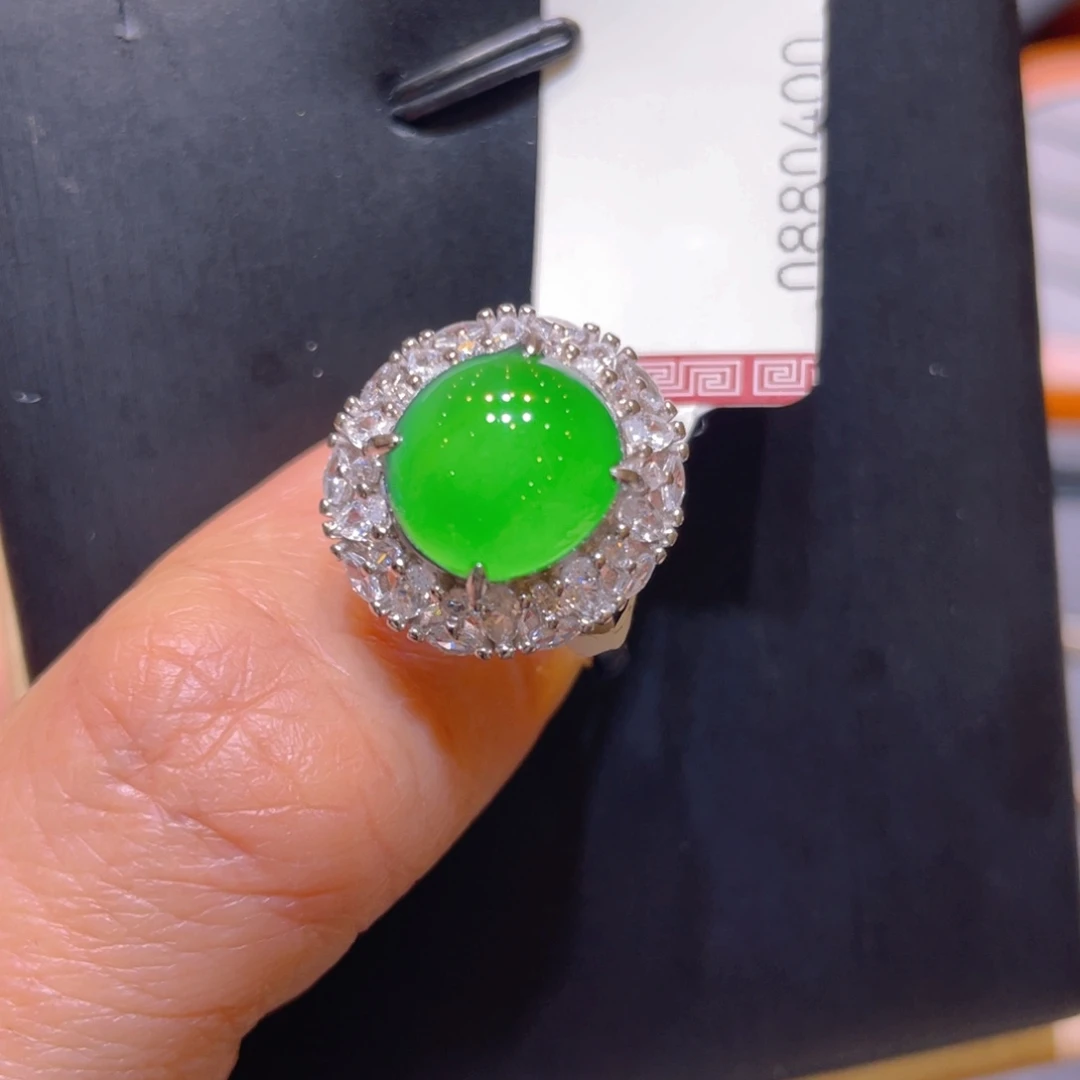 翡翠银S925镶嵌颈饰戒指