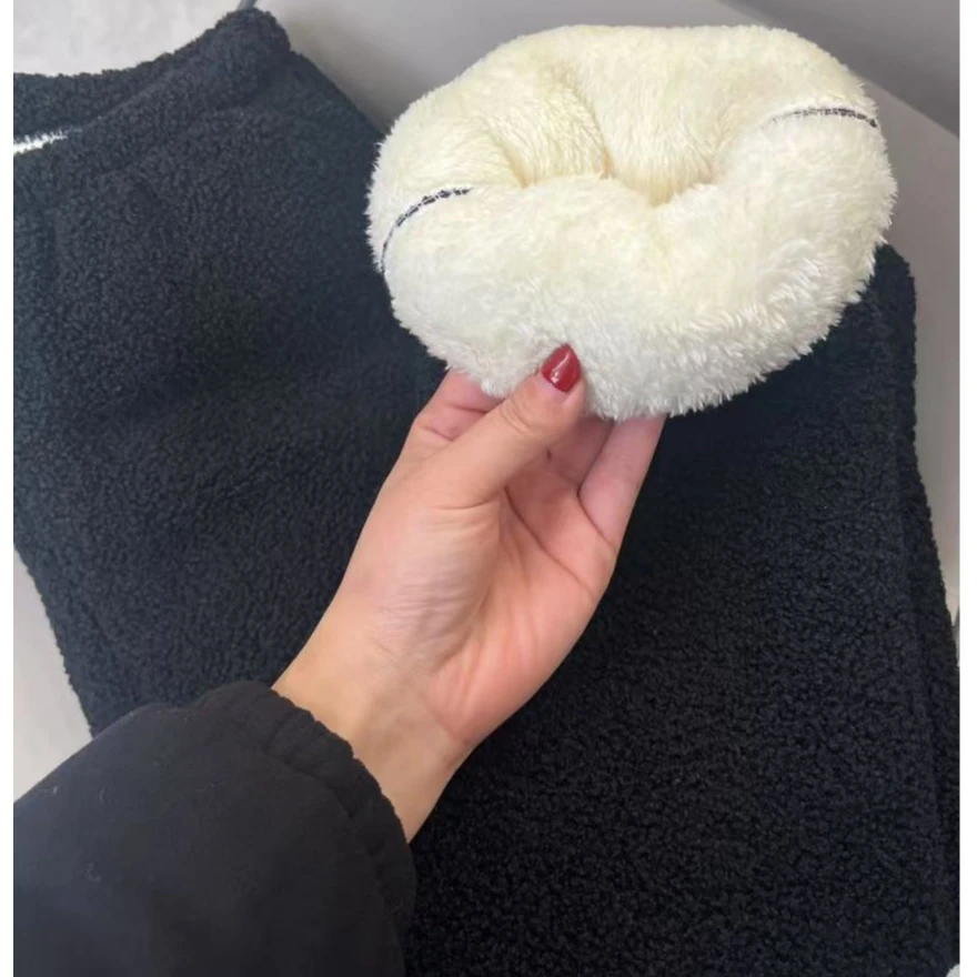 女士三层保暖裤加厚加绒睡衣高腰外穿冬季裤子宽松直筒休闲显瘦