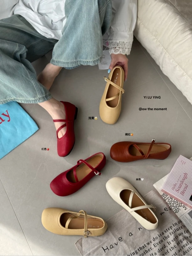 336-2平底圆头复古芭蕾舞单鞋女2025新款春夏玛丽珍温柔晚晚鞋