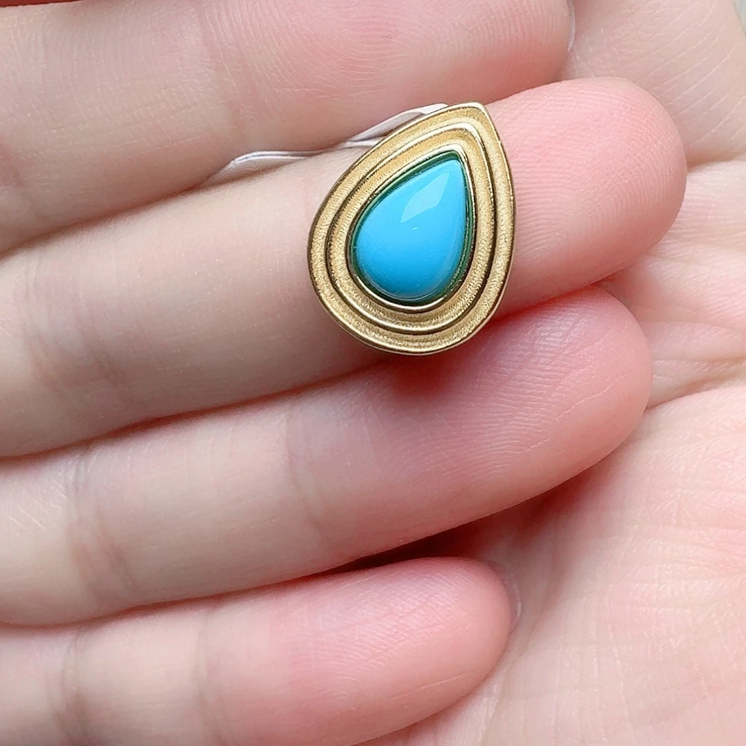 绿松石吊坠(不含链)银S925镶嵌吊坠