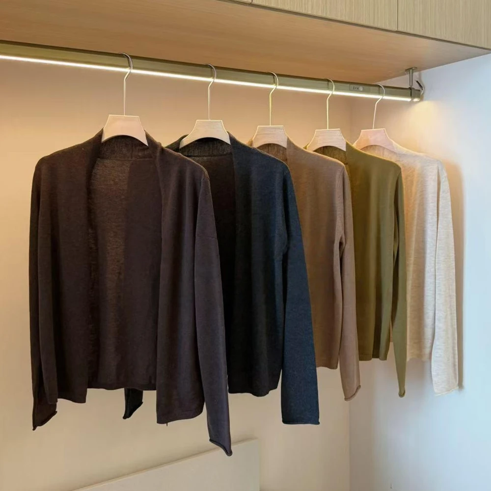 2025年秋季简约纯色长袖针织披肩外套百搭韩版高级上衣洋气百搭Y