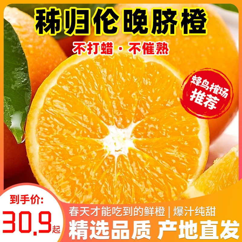 【蜂鸟榷场推荐】正宗伦晚脐橙4.5斤-9斤手剥橙鲜嫩多汁