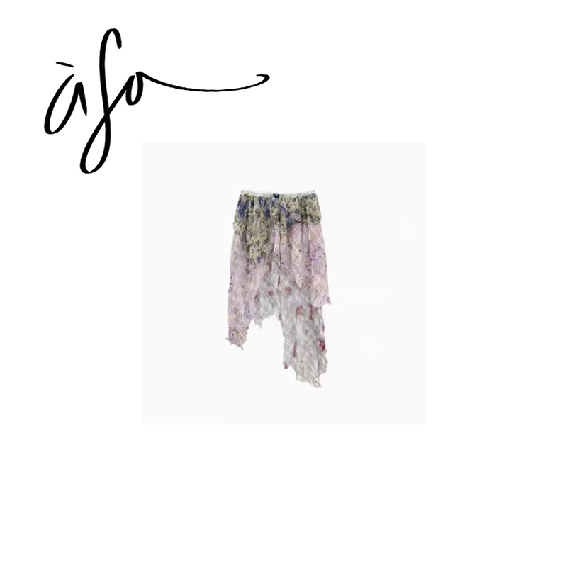 ASA-【定染不规则层次碎花半裙】