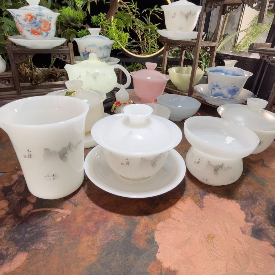 冷***眸水墨山居盖碗公道杯茶漏