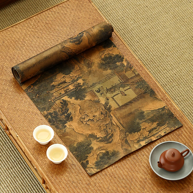 【101】K然居 双面香云纱茶席 宽32×长2米2.5米3米
