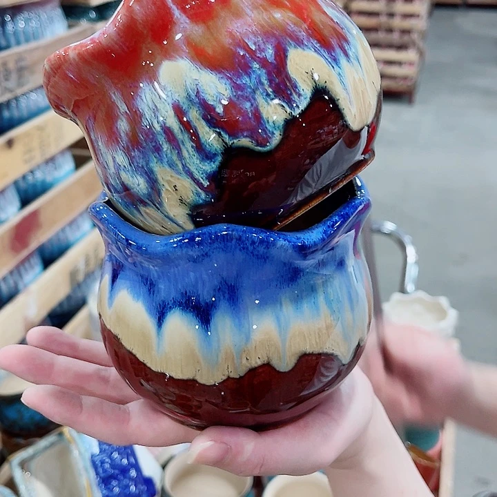 有孔，凑10元包邮陶瓷花盆发货！