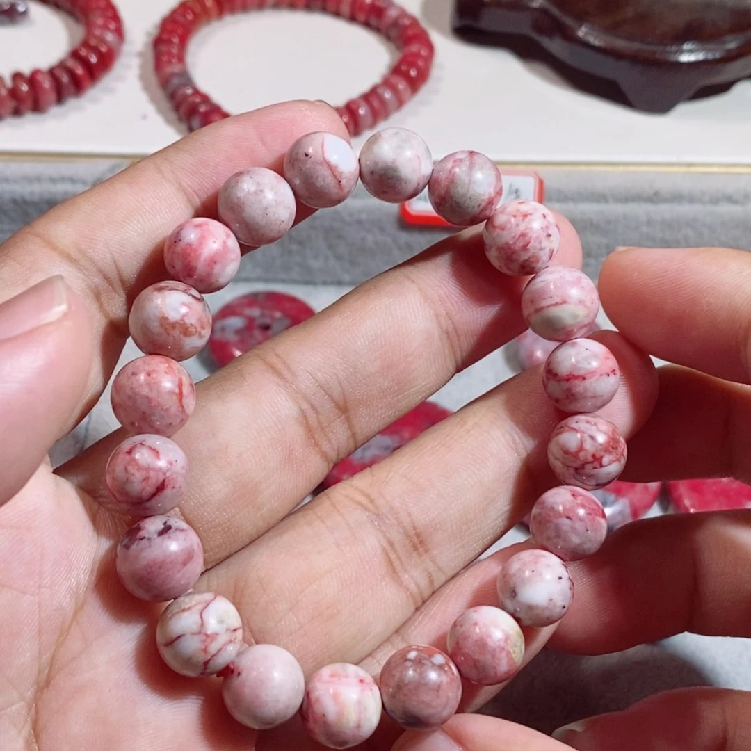 天然辰砂原石手串