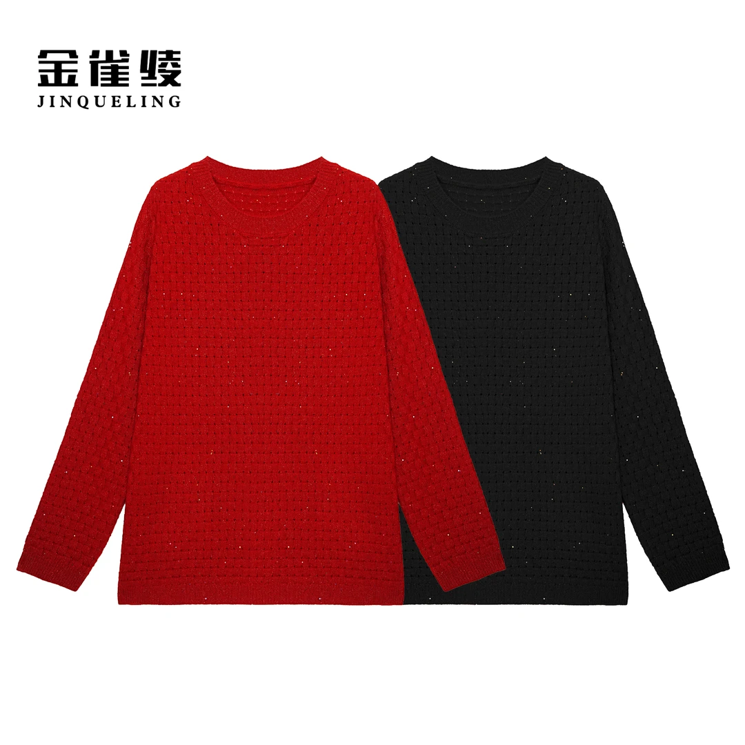 金雀绫【星盘闪耀】100绵羊毛时尚工艺款加宽加大毛衣SZAK1SHL221