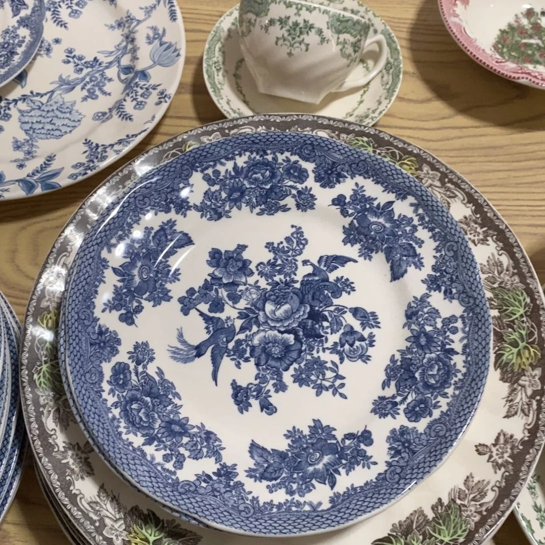 瓷微瑕蓝鸟八寸平盘