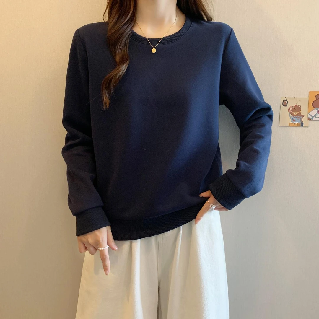 秋季卫衣女2025新款今年流行秋冬季加绒圆领正肩韩版宽松百搭上衣