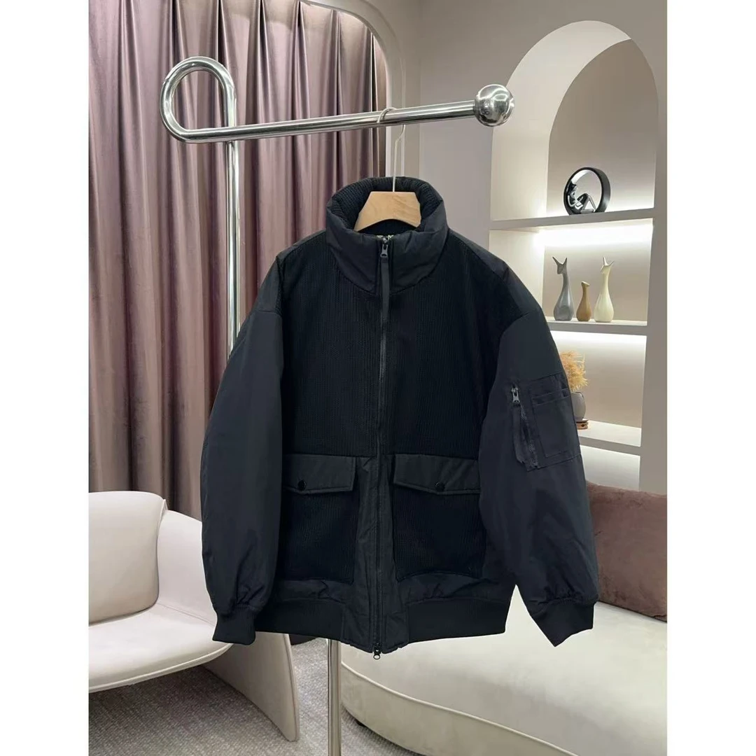 【洁子推荐】2018韩版冬季立领时尚百搭拼接羽绒服