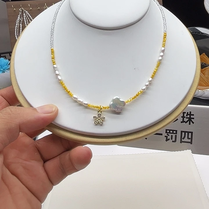 钛钢颈饰淡水珍珠