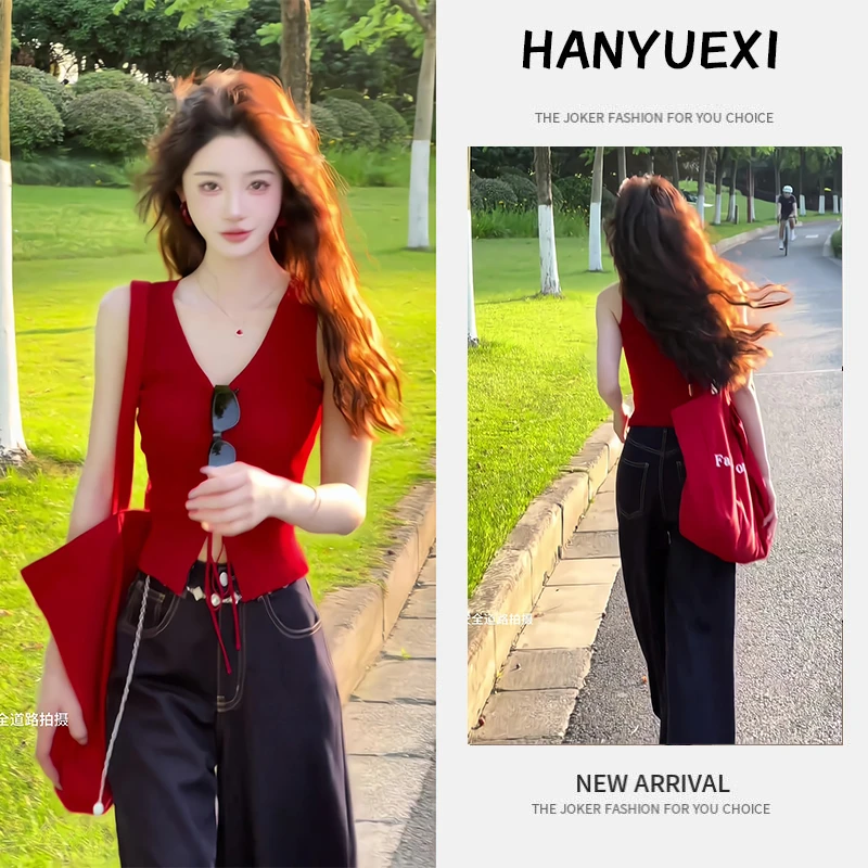 夏季一整套女装2025年新款韩版减龄时尚无袖露肩上衣牛仔裤两件套