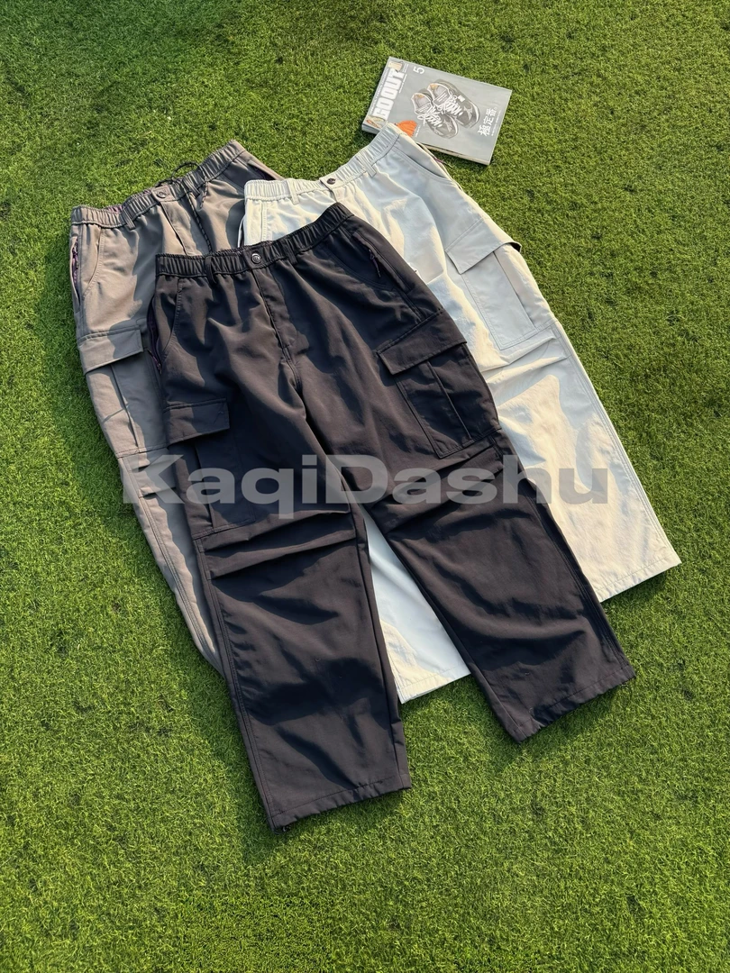 【拼色腰带/工装裤】冬季小方格双层户外重工装长裤男潮牌宽松73203