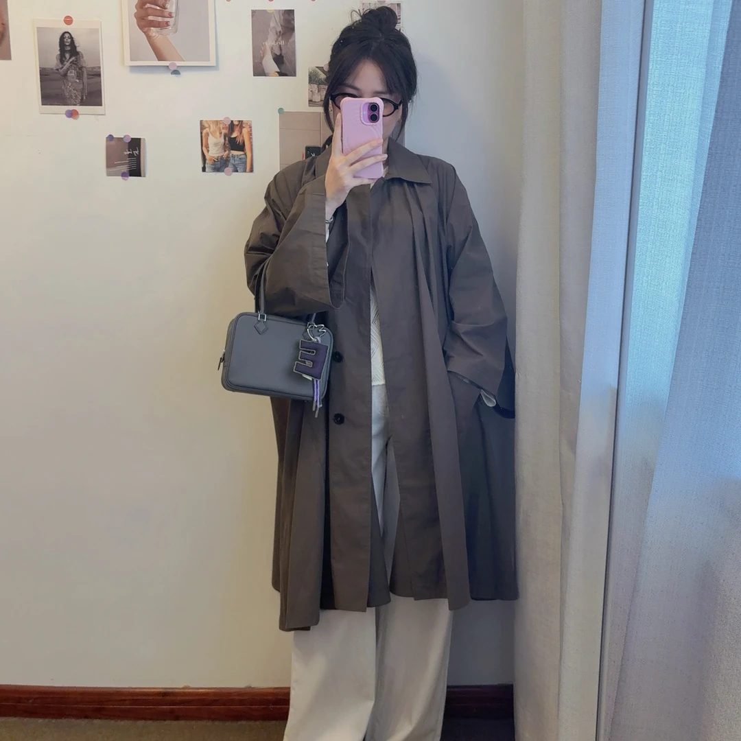 锦忆Hikikiki 极简静奢风row家2万➕蝙蝠宽松排扣廓形风衣