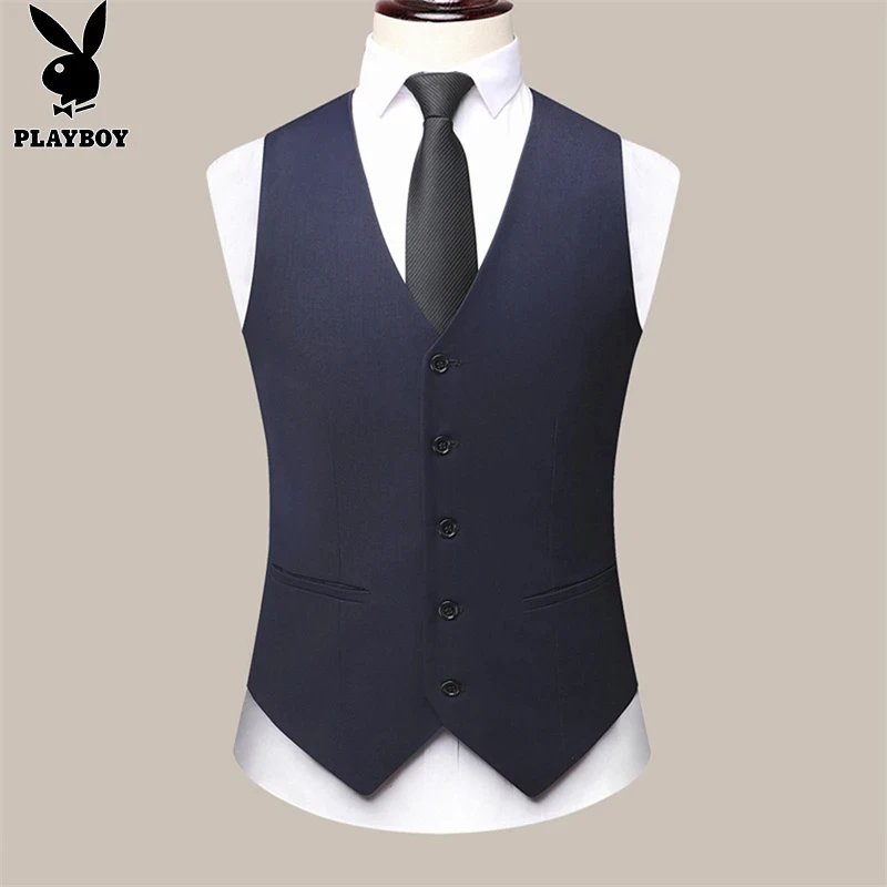 花花公子休闲西服马夹男士背心春秋款2025潮流正装商务西装马甲男