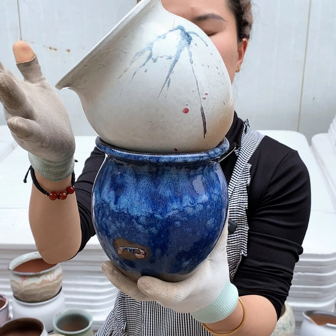 紫砂花盆瑕疵口15高15