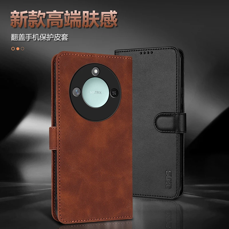 适用荣耀X60手机壳5G防摔荣耀X60翻盖式保护套插卡钱包款商务皮套