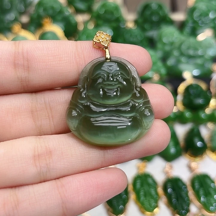 和田玉（碧玉）18K金镶嵌颈饰