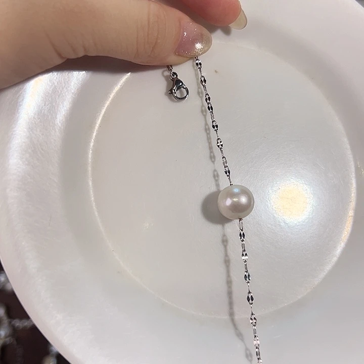 银S925镶嵌淡水珍珠天然淡水珍珠设计款