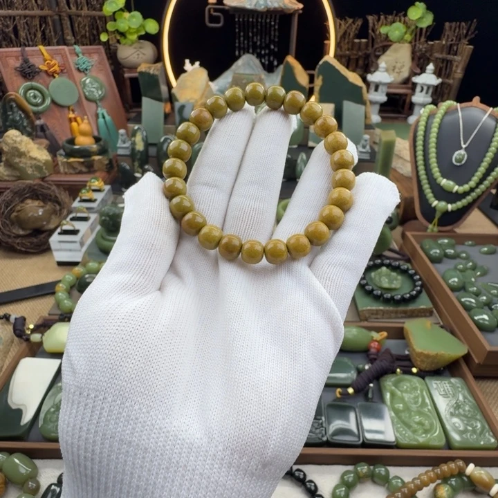 岫岩河磨玉（透闪石质玉）未镶嵌手串