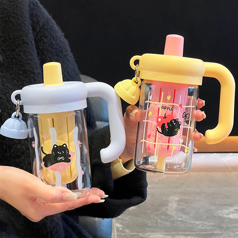 高硼硅玻璃冰霸杯大容量双饮新款茶仓防尘吸管水杯耐摔防呛防摔