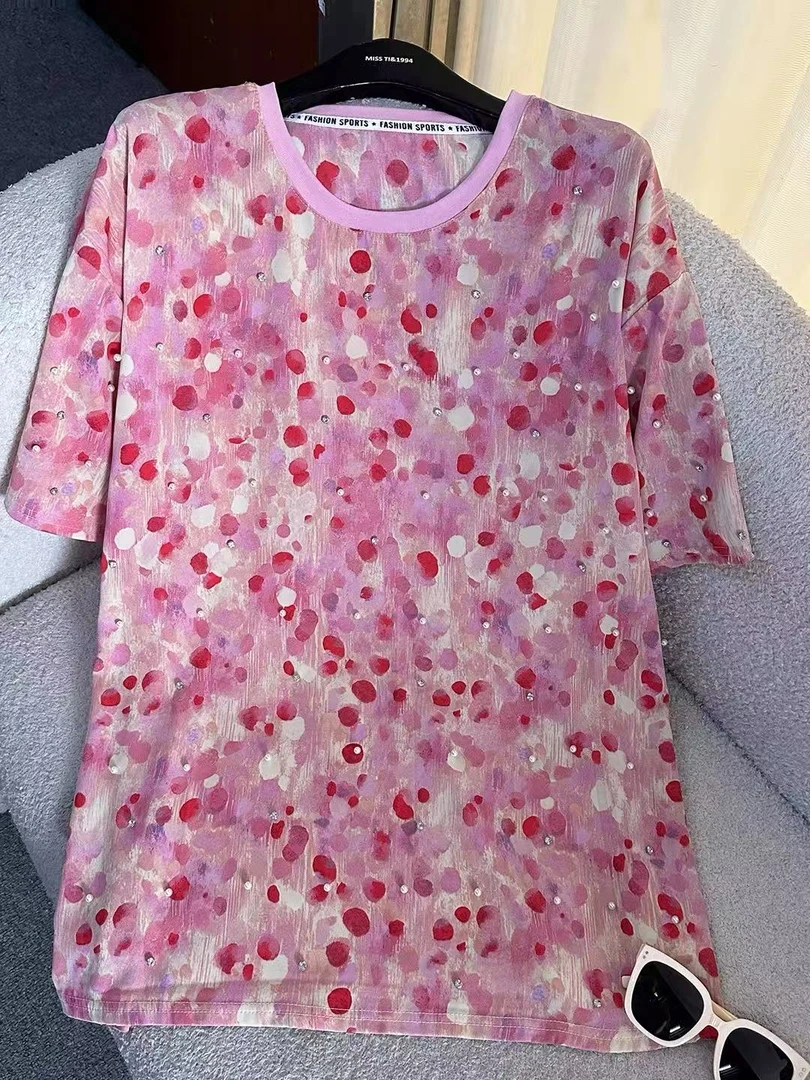 【蜜爷家】夏季设计感钉珠波点短袖➕短裤套装