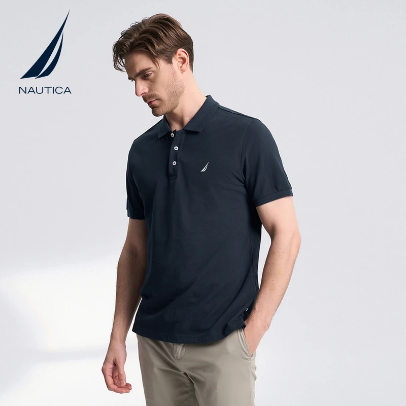 NAUTICA/诺帝卡夏季男士休闲透气短袖翻领T恤宽松polo衫男KE3103