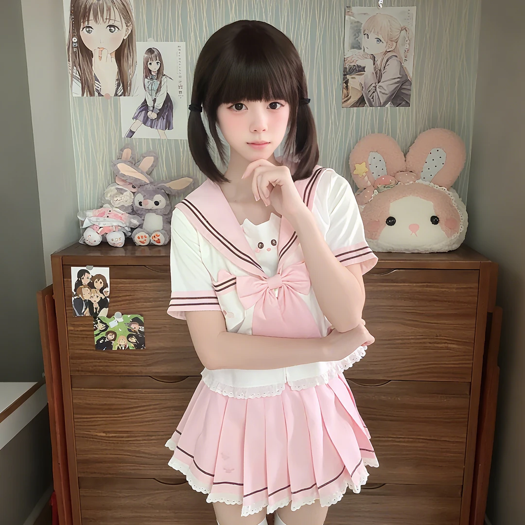 【樱田记】原创软妹服百褶裙显瘦学院风jk水手服女短袖日系套装