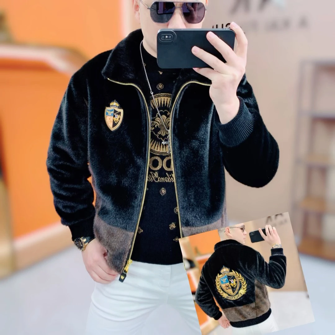 阿凯严选-欧货冬季新款男士爆款潮流修身北美雪狼大金貂保暖外套