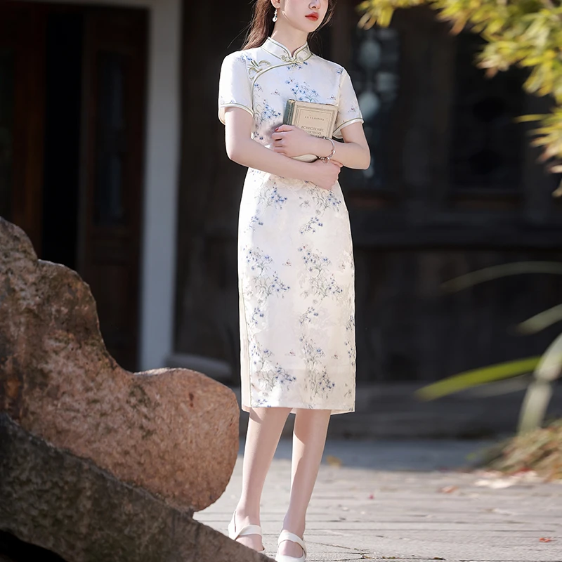 新中式绝美旗袍民国夏季2025新款老上海高端气质优雅日常可穿裙子