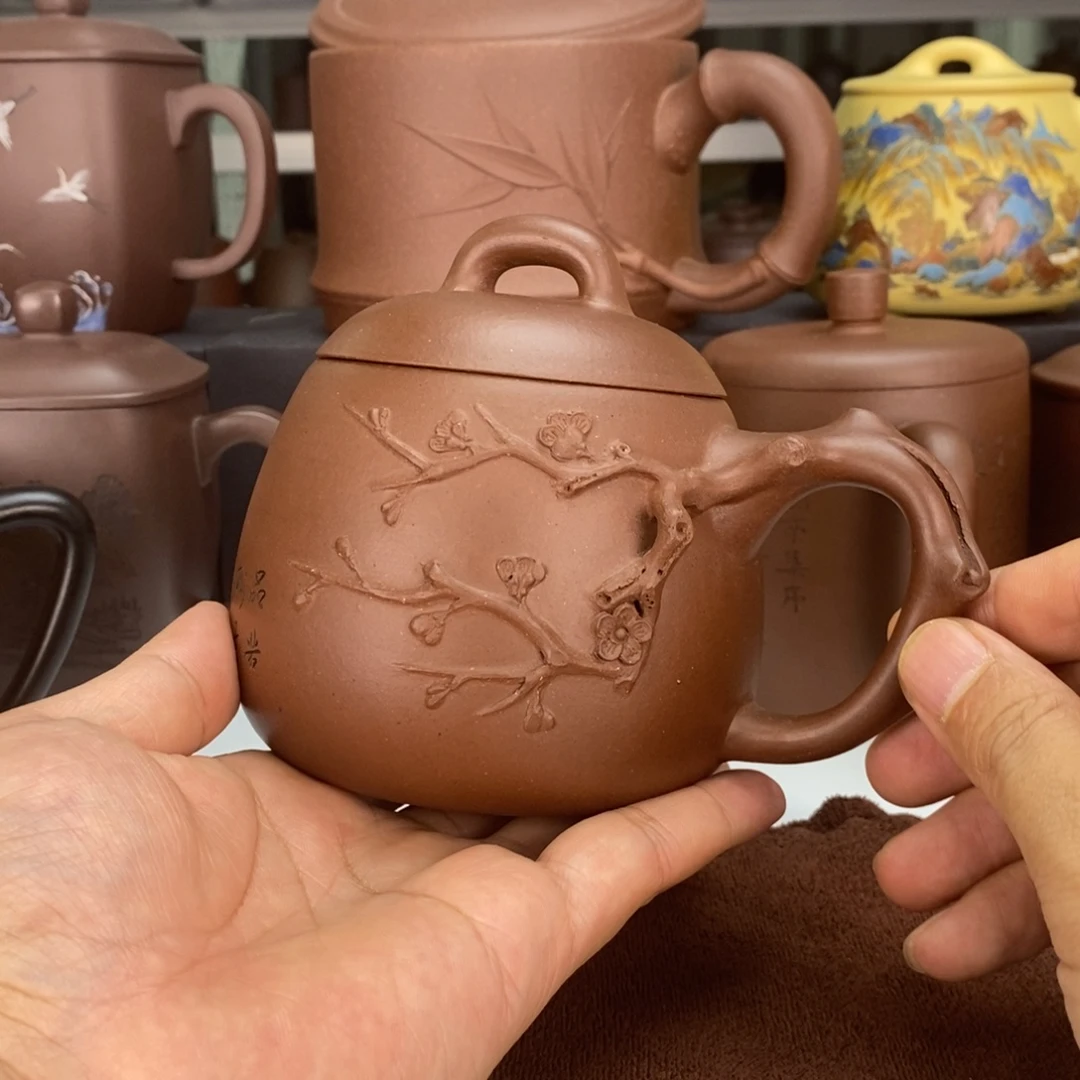 茶杯紫砂梅庄胖福盖杯
