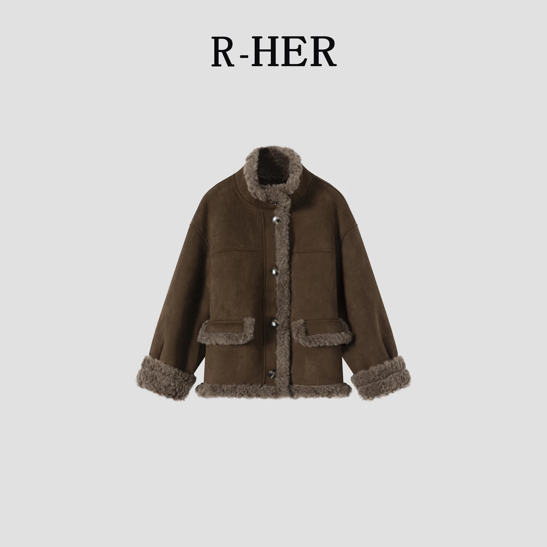R-HER【复古绒边】秋冬羊毛休闲时尚复古气质短款外套RC25091107