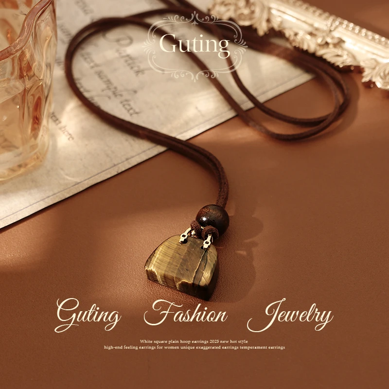 非金属布艺项链 6823美拉德棕色长款包包项链女毛衣链高级感轻奢