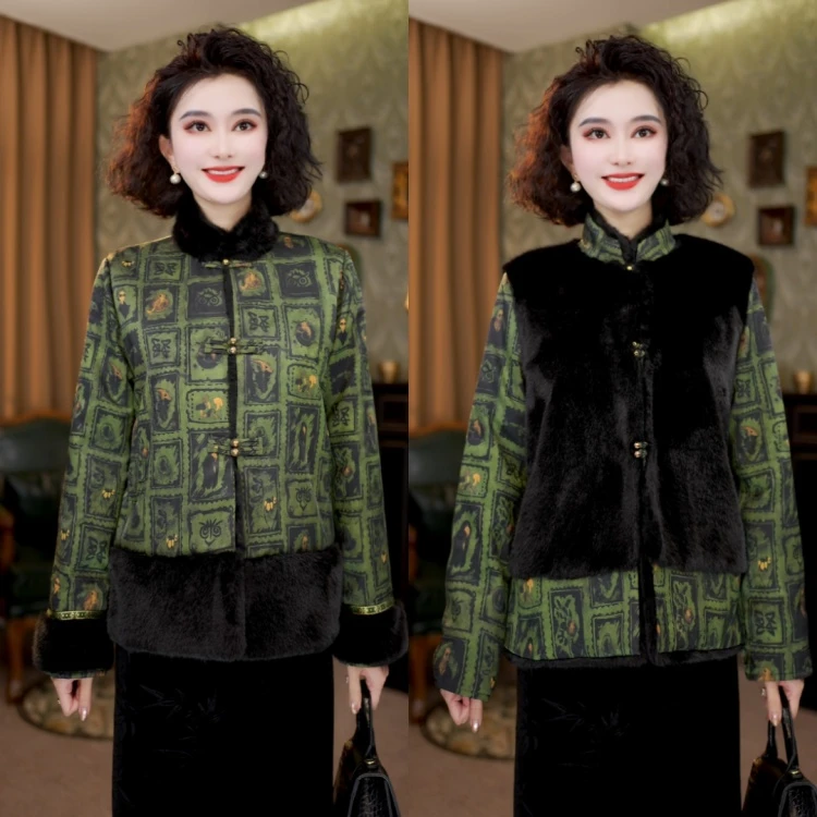 新中式国风2025新款百搭气质冬款加厚双面双穿外套LYGMF2361