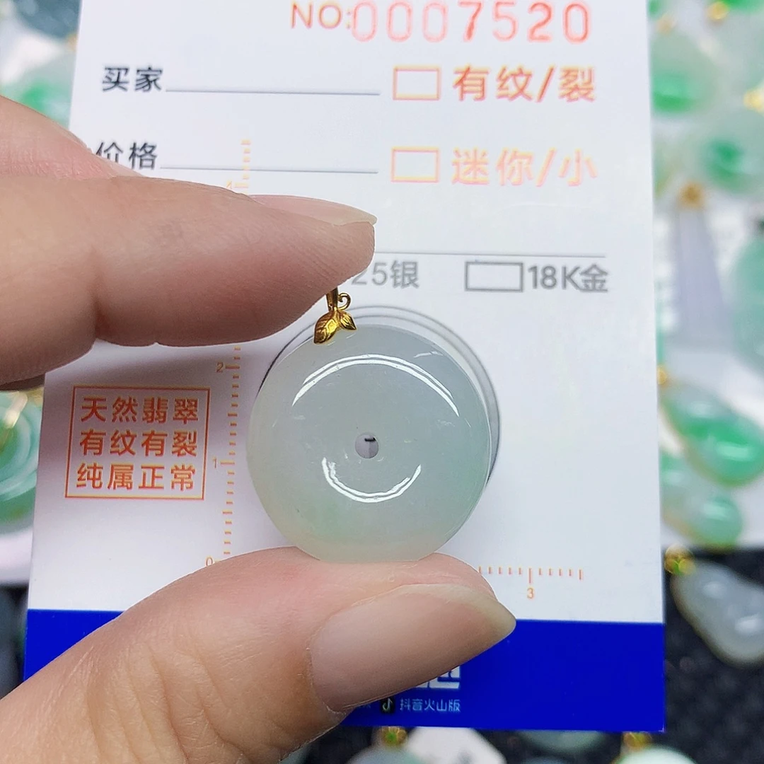 翡翠18K金镶嵌颈饰平安扣