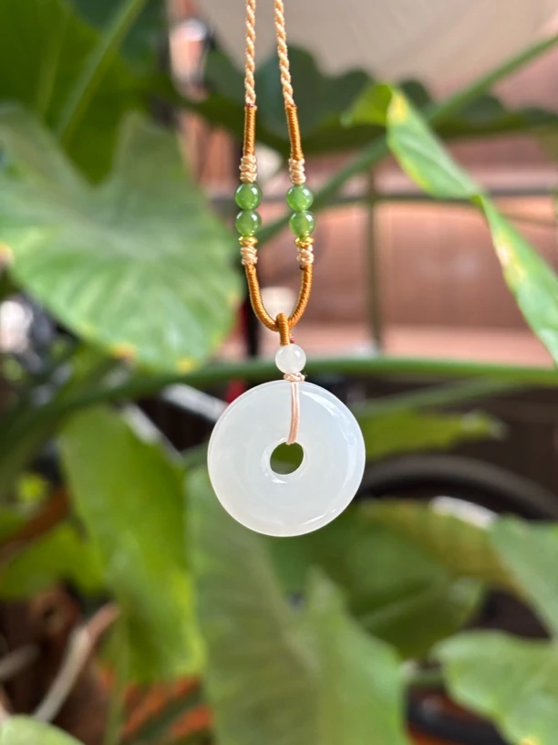 062607WM和田玉羊脂白玉古法平安扣吊坠约25*6多样性发其一