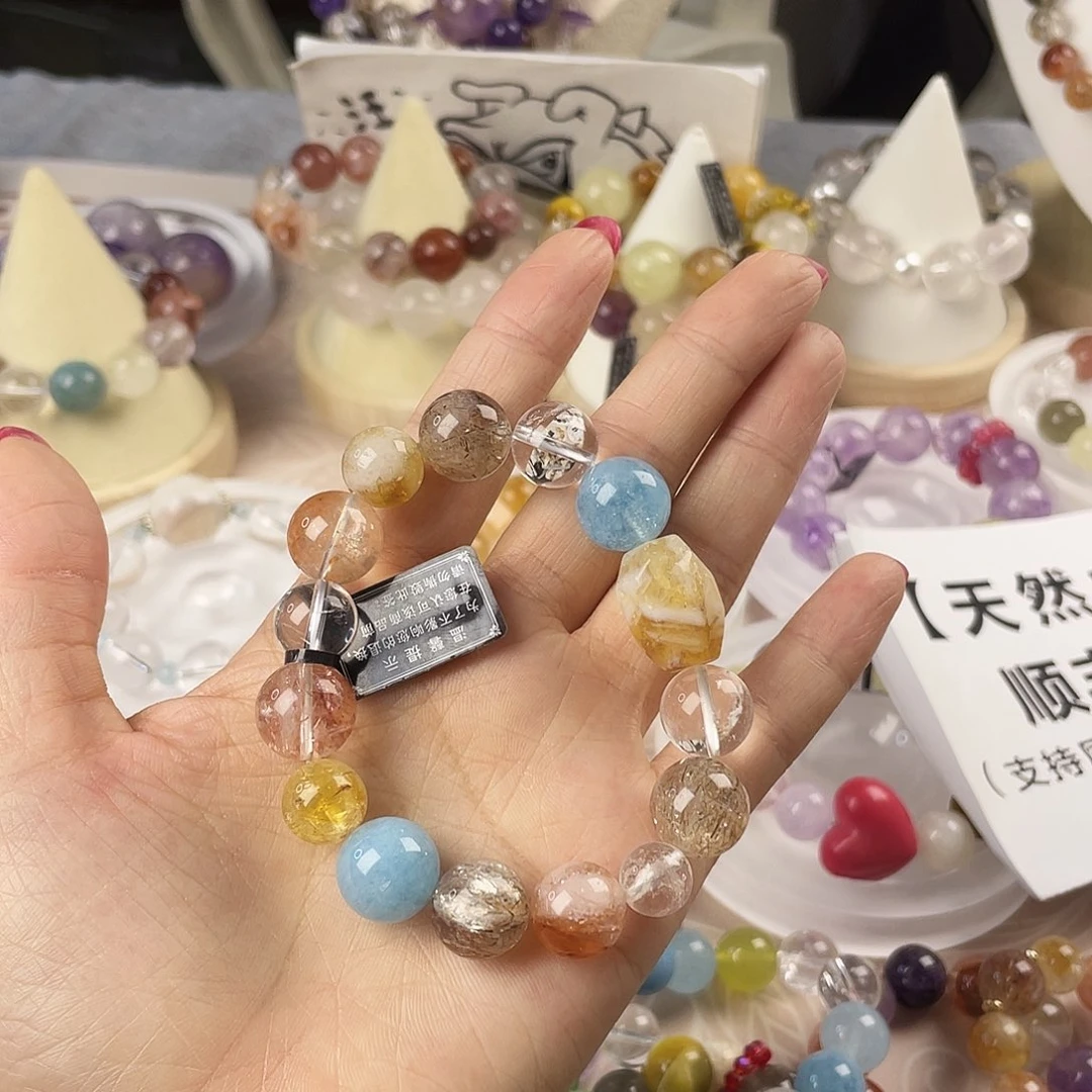 银S925镶嵌手链烟晶