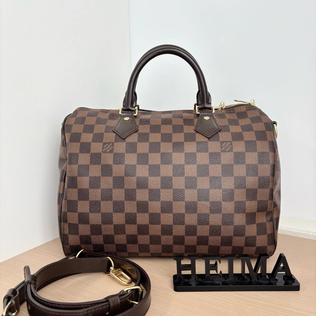 95新 LouisVuitton/路易威登 13900874 LV棕棋盘格speedy30肩带款