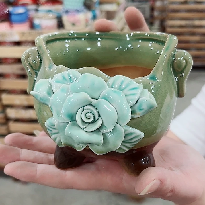 有孔.凑单10元陶瓷花盆发货！