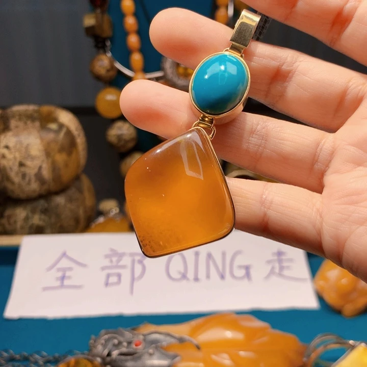 琥珀颈饰未镶嵌波兰设计款琥珀蜜蜡