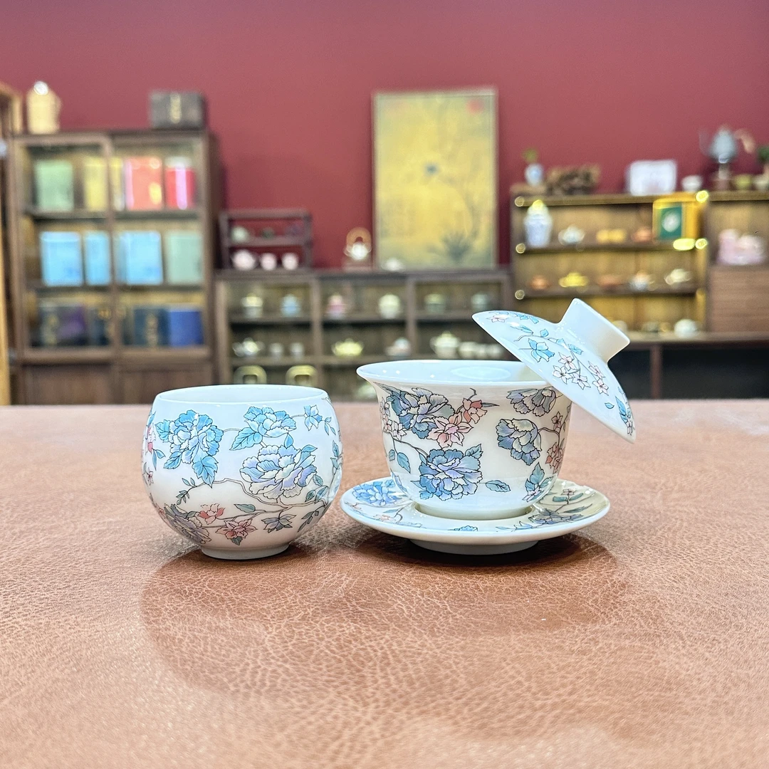 ZH1253-山茶花盖碗+主人杯