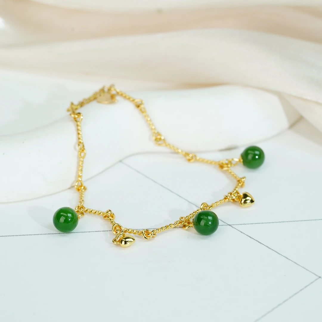 【小北严选】S925银和田玉手链31-17H65X110【多样性发一件】约6mm3颗