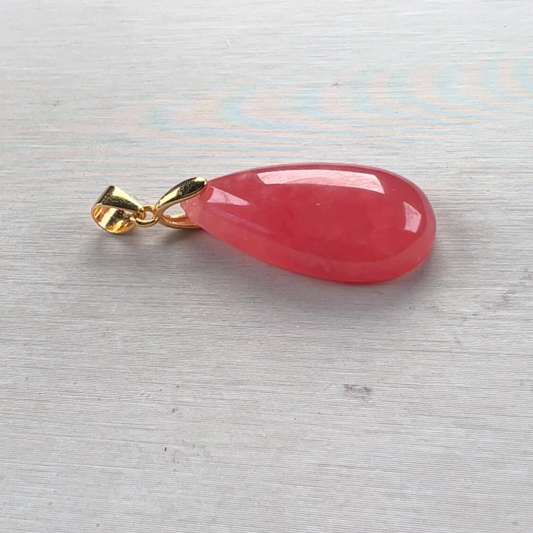 银S925镶嵌菱锰矿（红纹石）吊坠(赠链)雪*飞