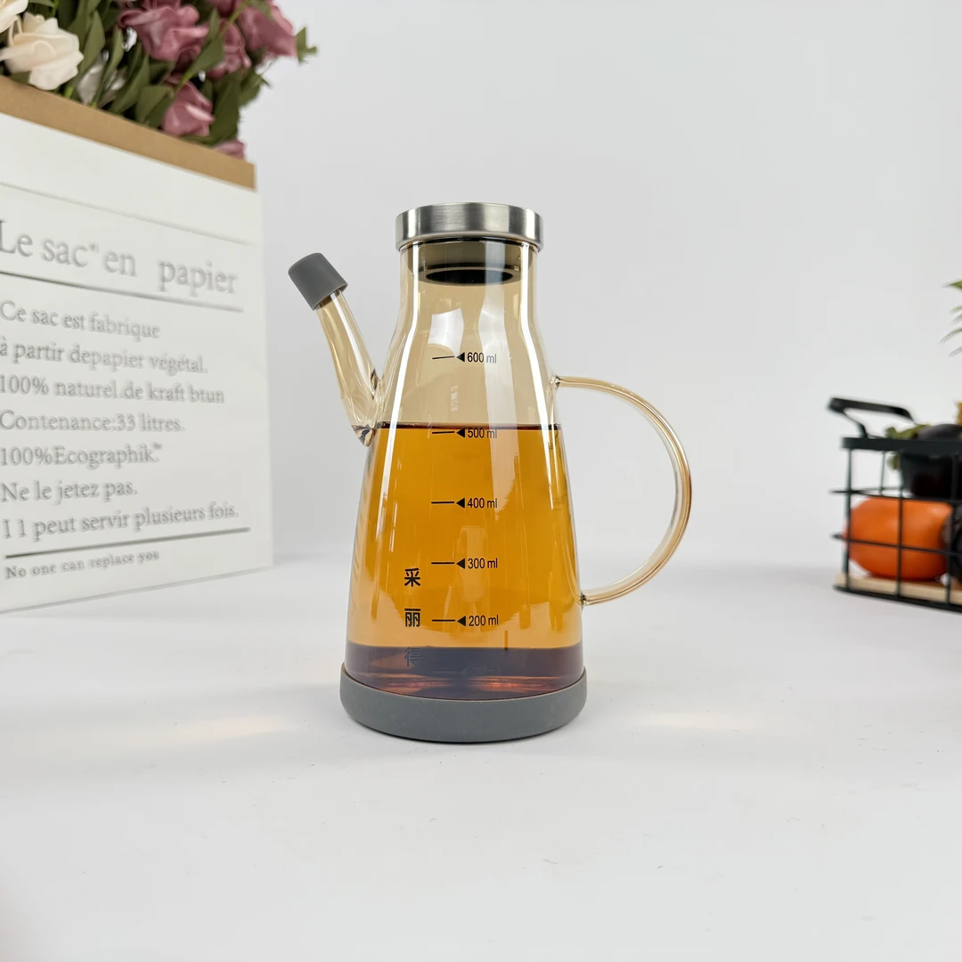 【600m小口款】厨房防漏家用油瓶透明过滤大容量创意玻璃家用倒油壶