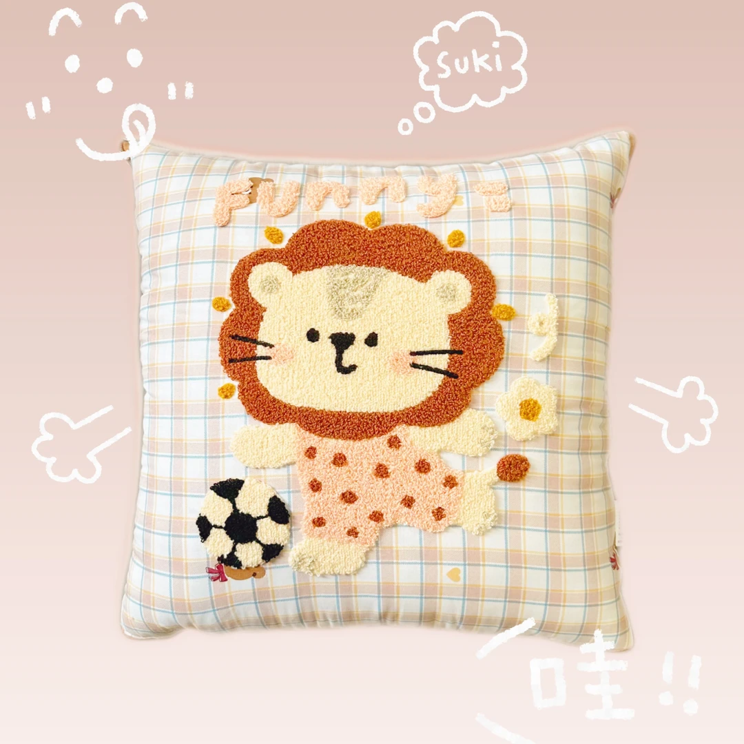 限【四季小狮子格子大号】 针织磨毛多功能二合一折叠车载两用夏被