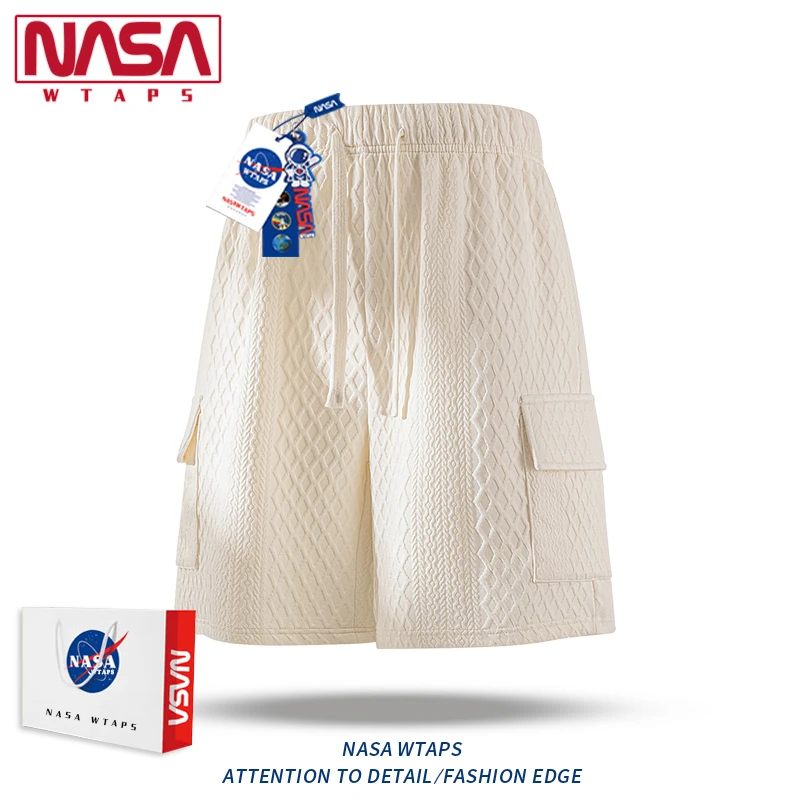 NASA WTAPS潮牌冰丝提花短裤男夏季薄款宽松休闲运动青少年五分裤
