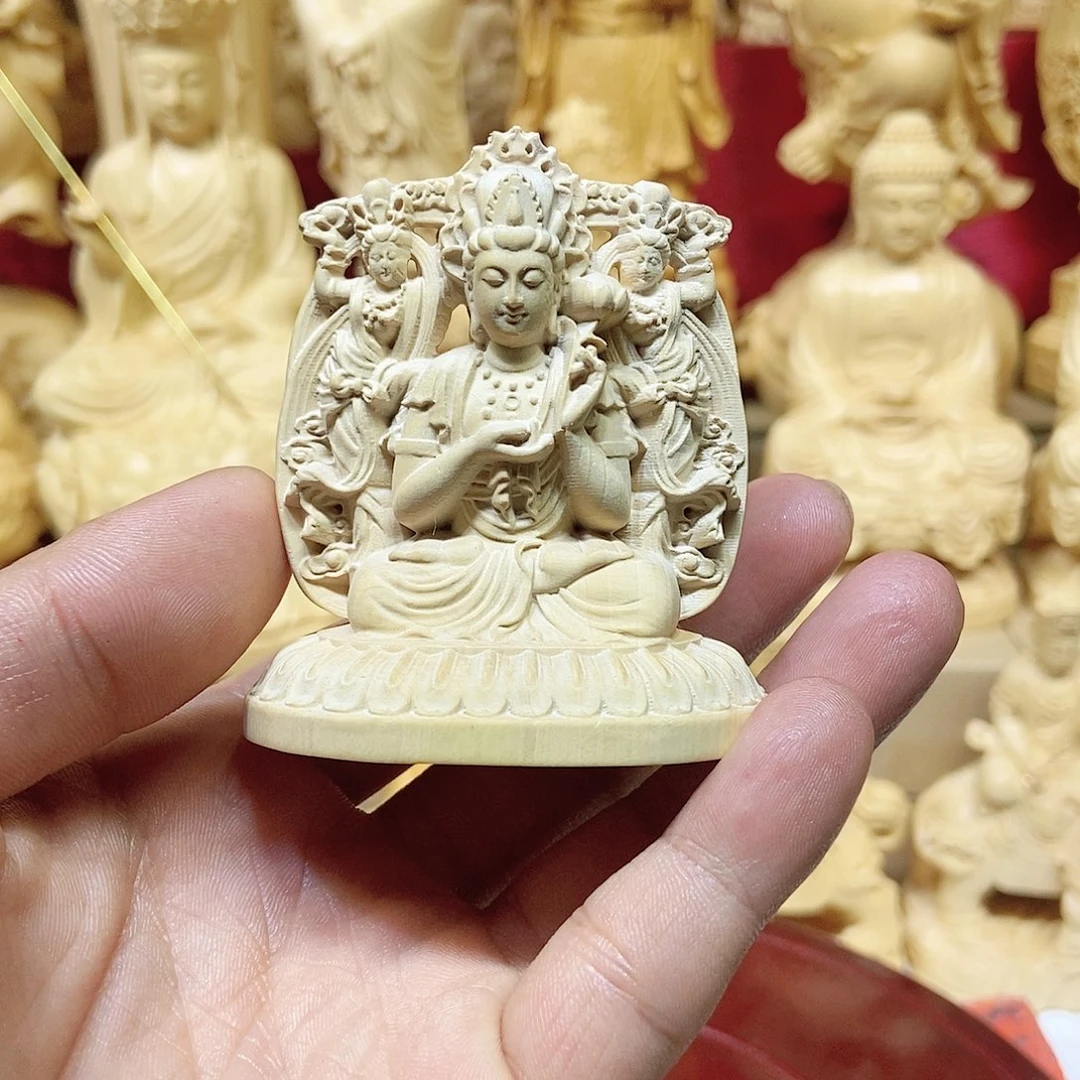 黄杨木满**颖7.5公分大势至菩萨摆件